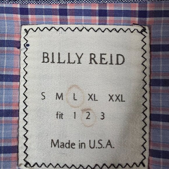 Billy Reid Shirt Men Size Large Purple Windowpane Plaid Long Sleeve Cotton Fit 2 - Picture 11 of 13